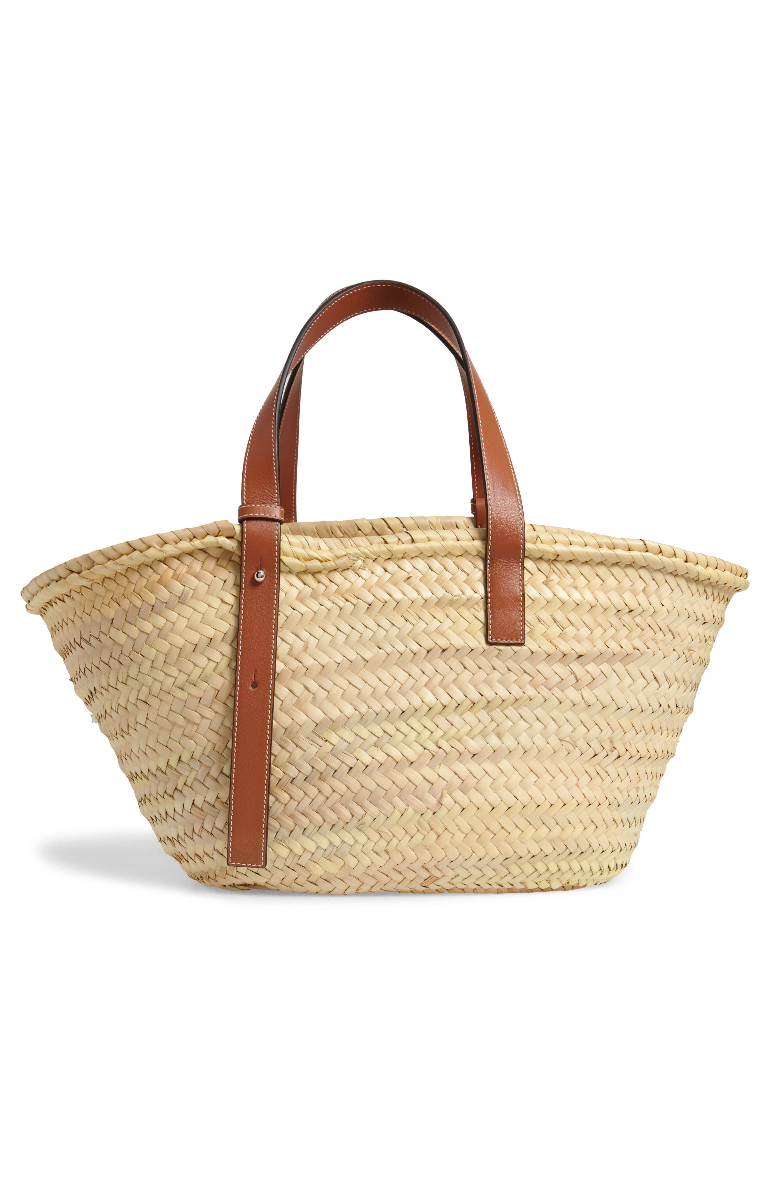 Loewe Medium Logo Straw Tote, Alternate, color, 