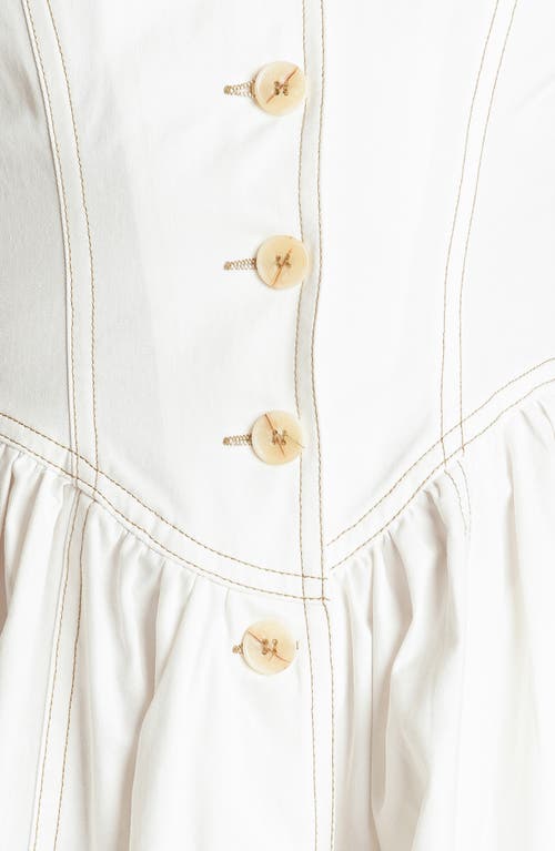 Freemarket Puff Sleeve Flared Denim Midi Shirtdress In Off White