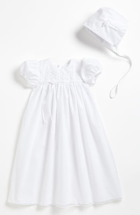 Embroidered Christening Gown & Bonnet (Baby)