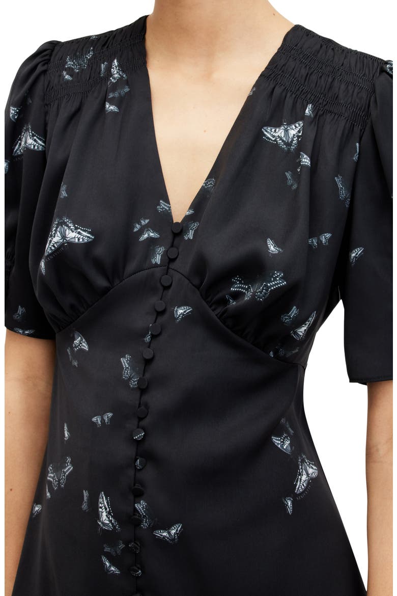 Demi Butterfly Print Satin Minidress, Alternate, color, AGATHA BLACK
