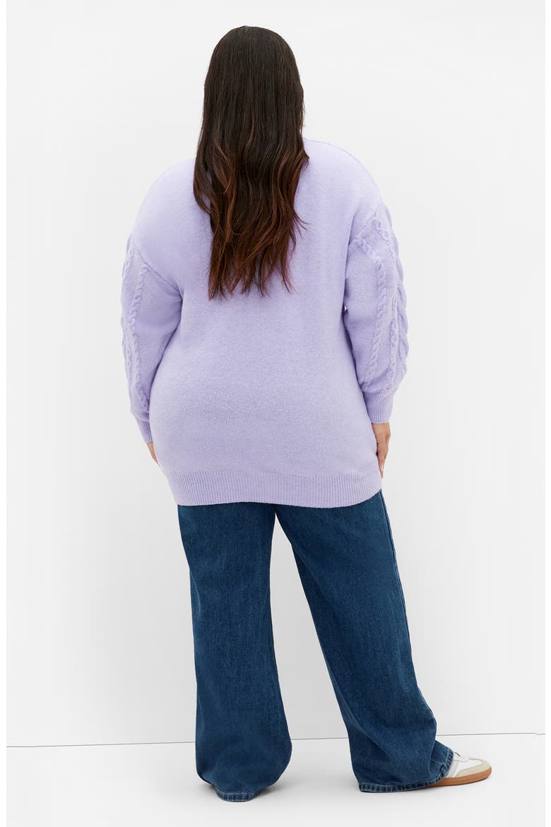 Claudia Cable Knit Sweater, Alternate, color, LILAC MELANGE