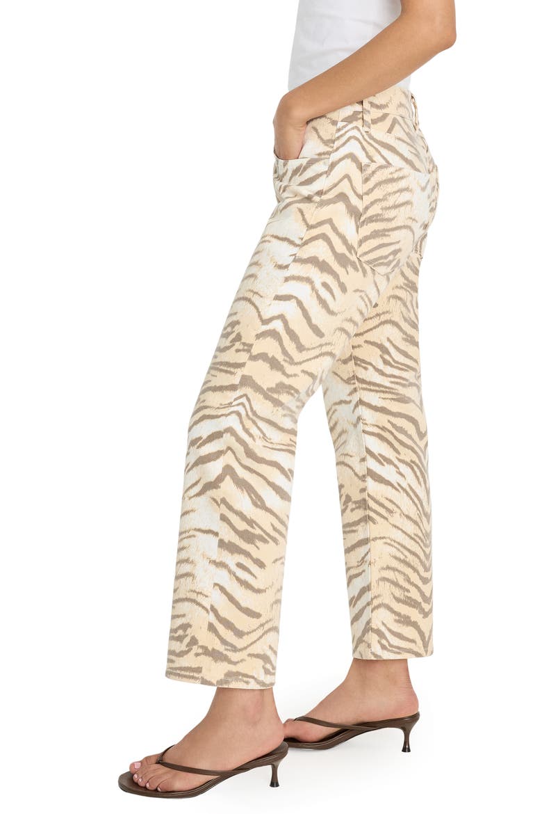 Tiger Print Ankle Straight Leg Jeans, Alternate, color, BROWN TIGER