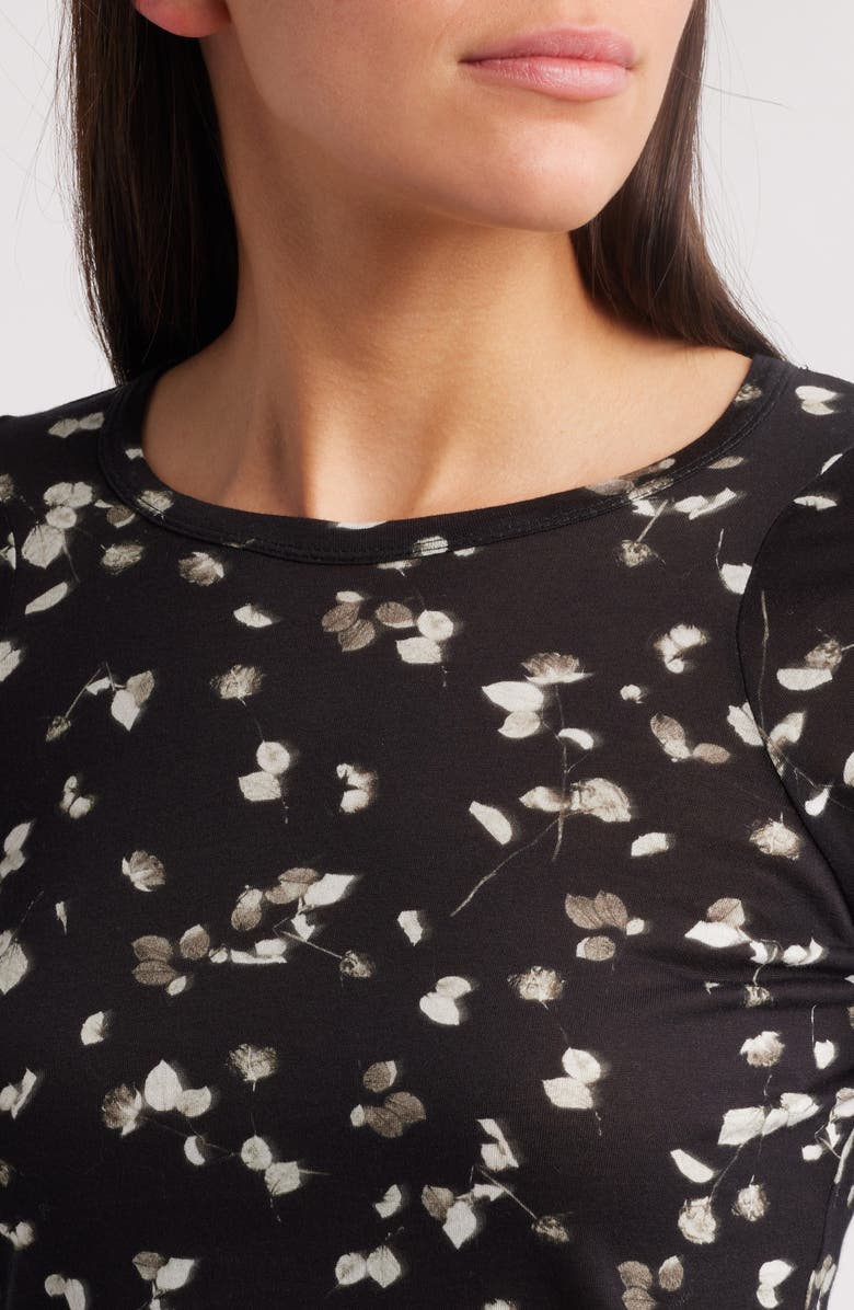 rag & bone Shaw Houndstooth Long Sleeve Cotton Top, Alternate, color, Black White Multi