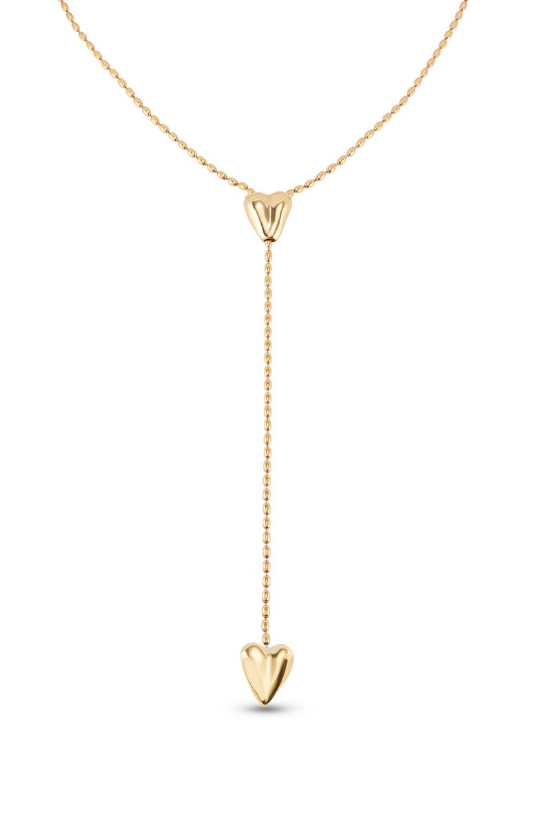 UNODE50 Double Heart Y Necklace, Main, color, Gold
