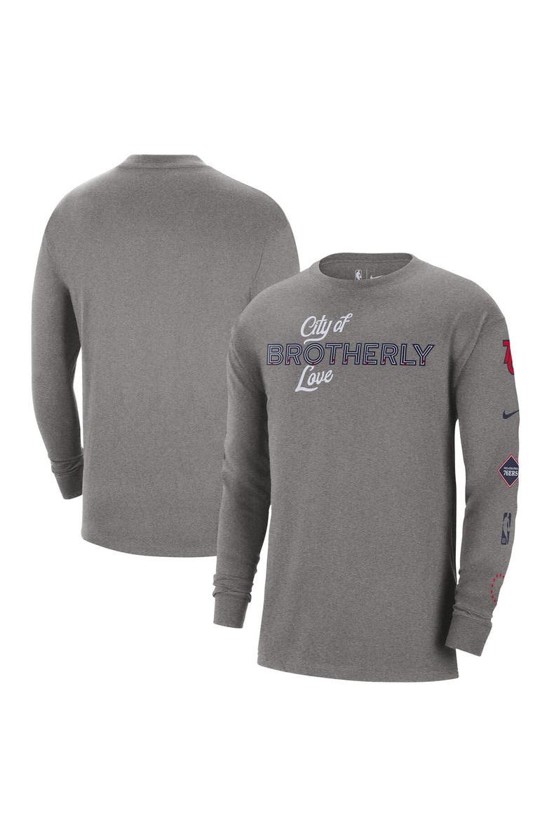 Nike Men's Nike Charcoal Philadelphia 76ers 2023/24 City Edition Max90 Expressive Long Sleeve T-Shirt, Main, color,