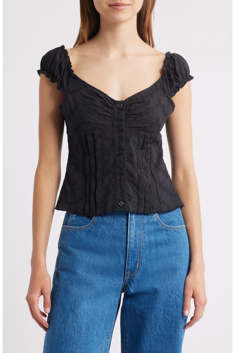 Embroidered Crop Top, Main, color, BLACK