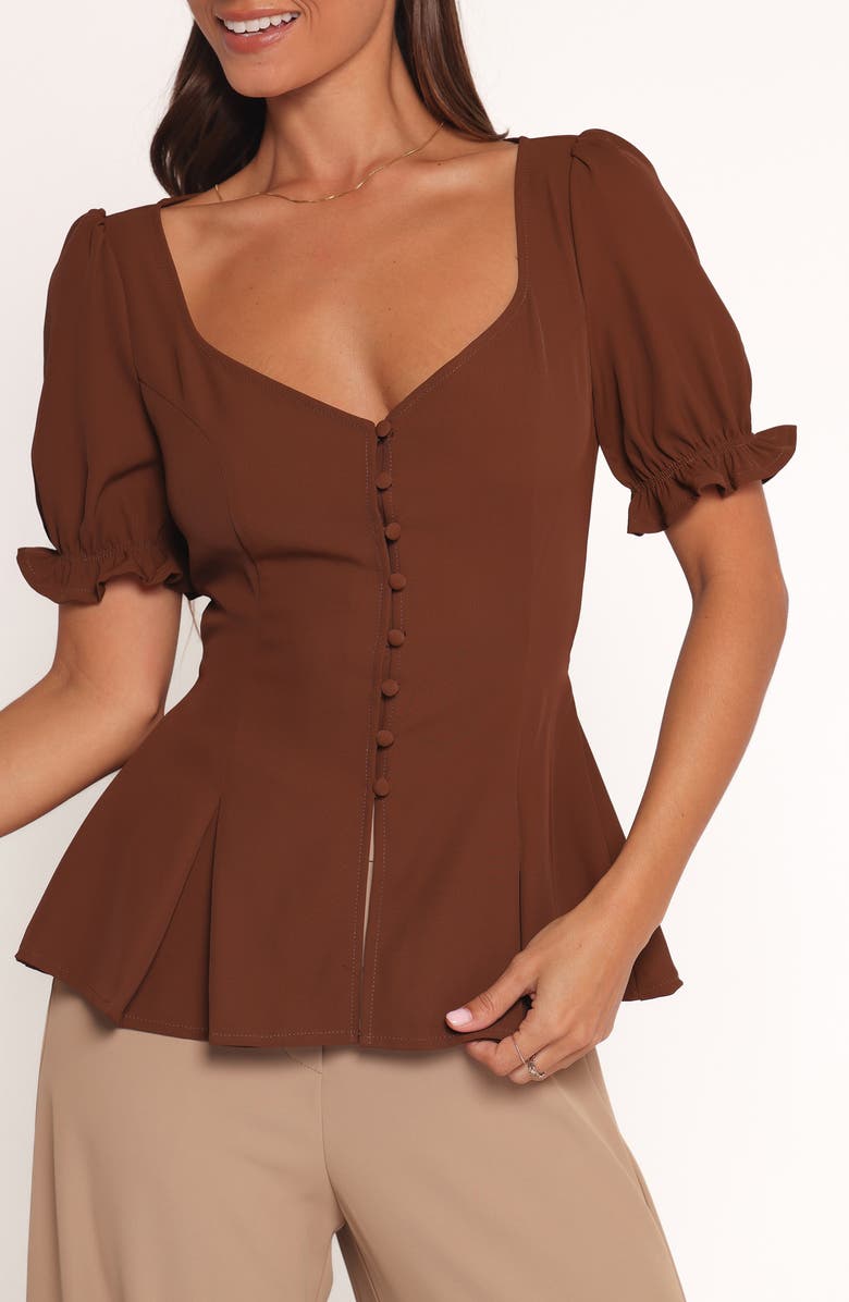 Petal & Pup Kameran Peplum Top, Alternate, color, Chocolate