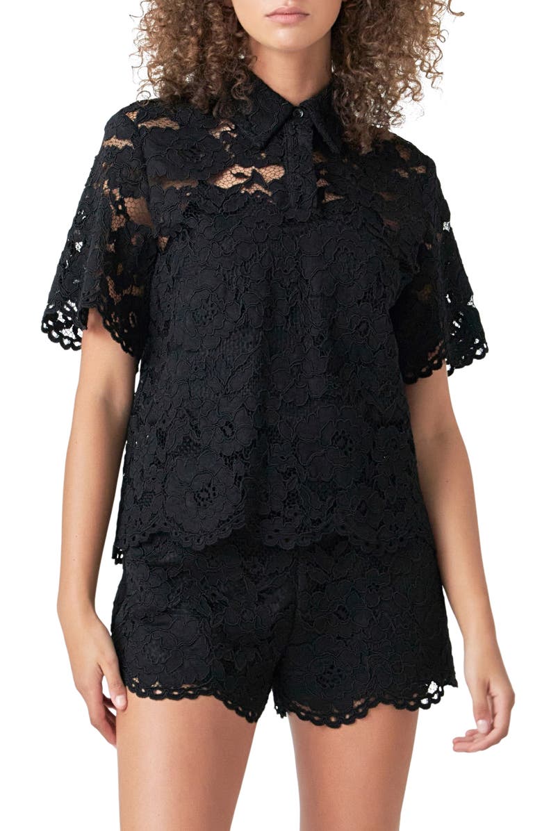 Endless Rose Lace Shirt, Main, color, Black