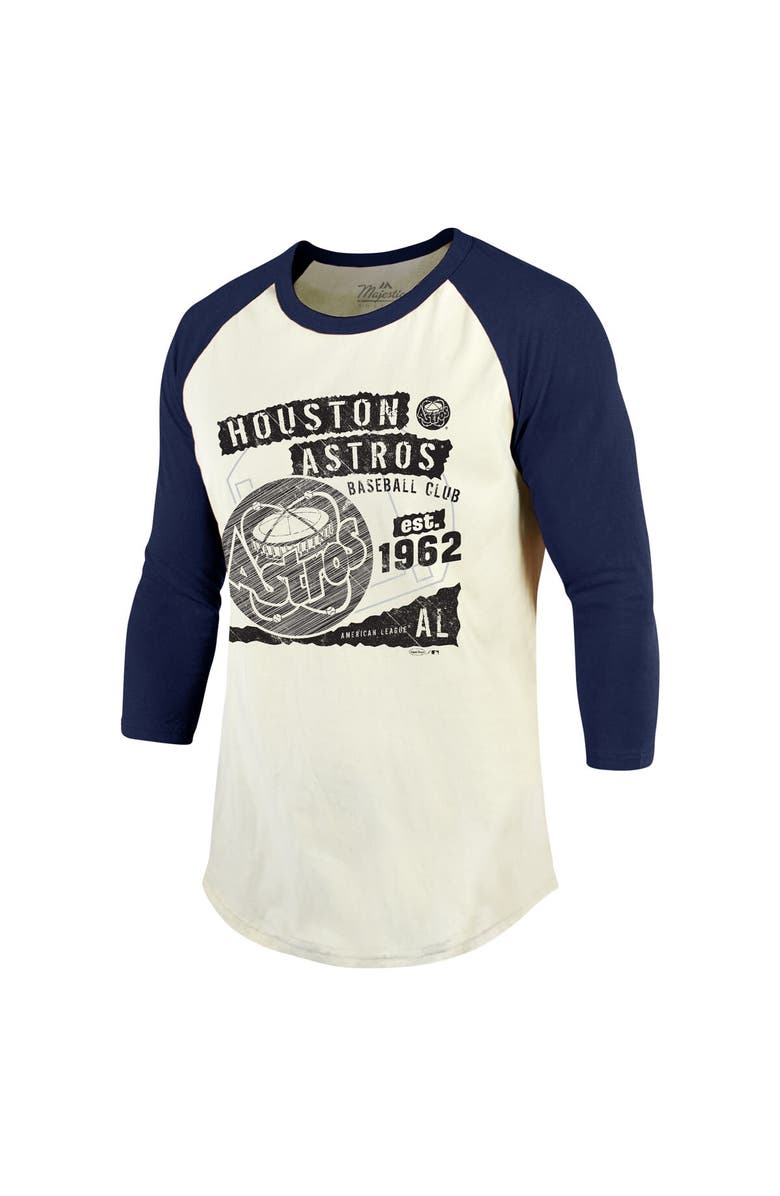 Majestic Threads Men's Majestic Threads Cream/Navy Houston Astros Raglan 3/4-Sleeve T-Shirt, Alternate, color, Cream