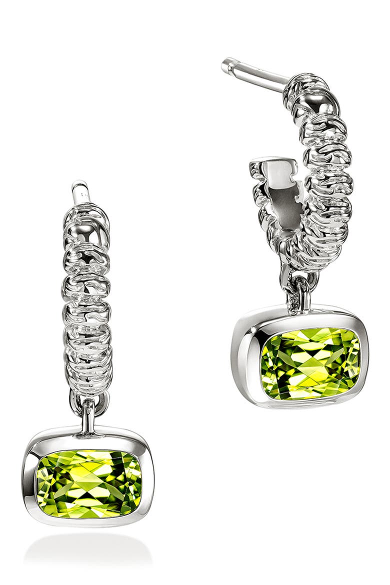 Heishi Sterling Silver Peridot Drop Earrings, Main, color, PERIDOT