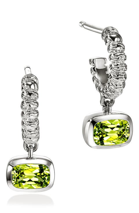 Heishi Sterling Silver Peridot Drop Earrings