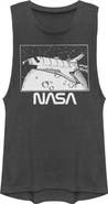 NASA Junior's Vintage Shuttle Frame Festival Muscle Graphic T-Shirt