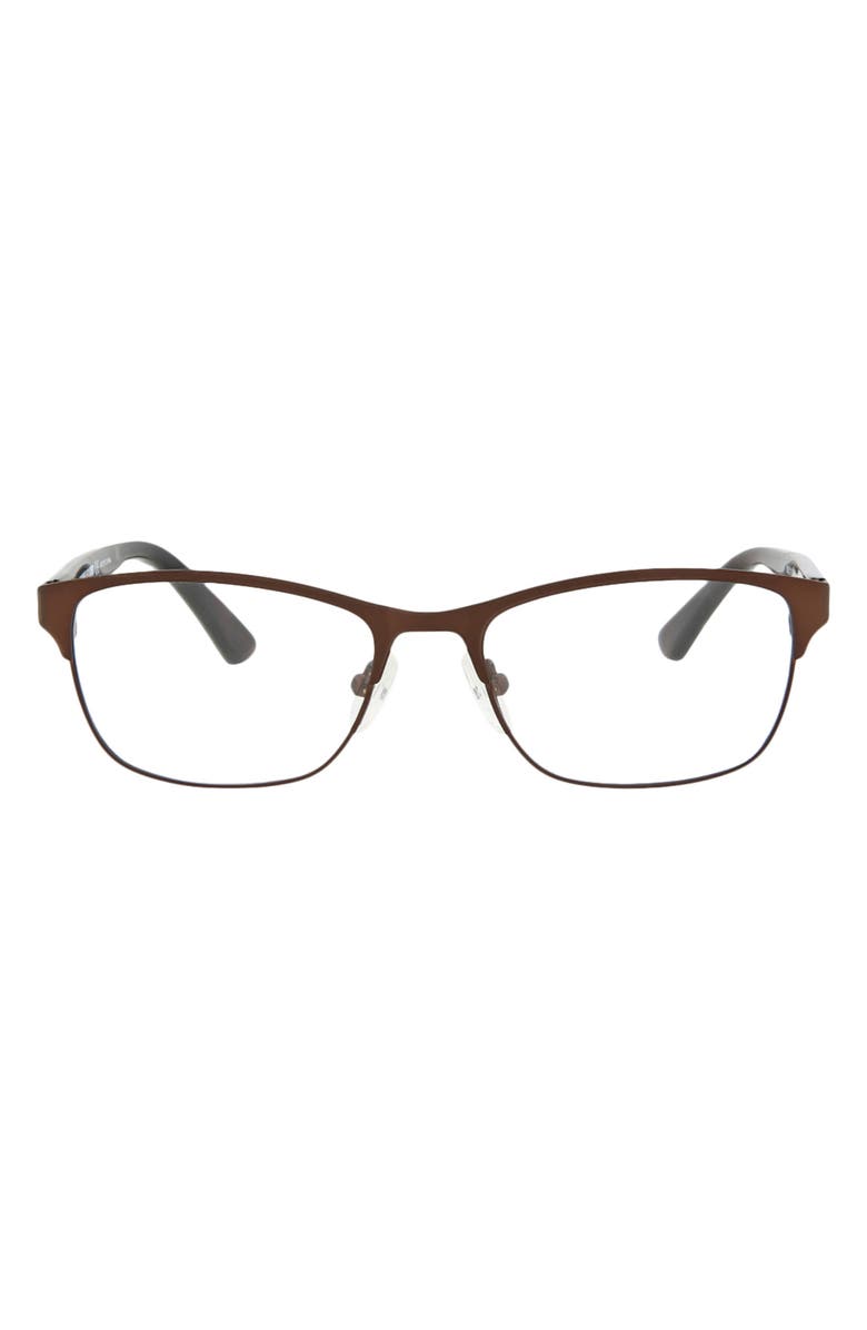 McQueen 49mm Core Rectangle Optical Glasses, Main, color, Brown Avana Transparent