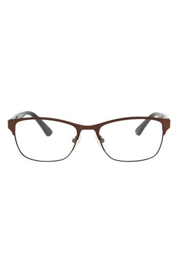 Alexander Mcqueen Mcqueen 49mm Core Rectangle Optical Glasses In Brown Avana Transparent