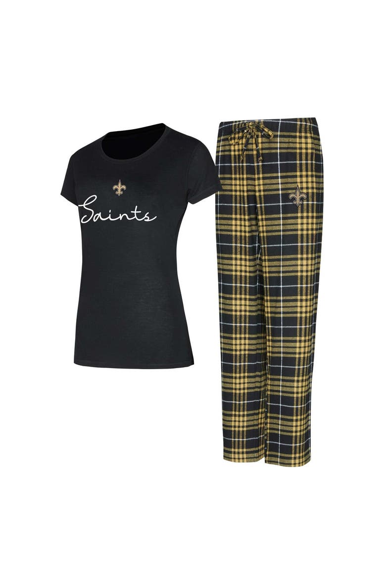 Women's Concepts Sport New Orleans Saints Vector T-Shirt & Flannel Pants Sleep Set, Main, color, Black