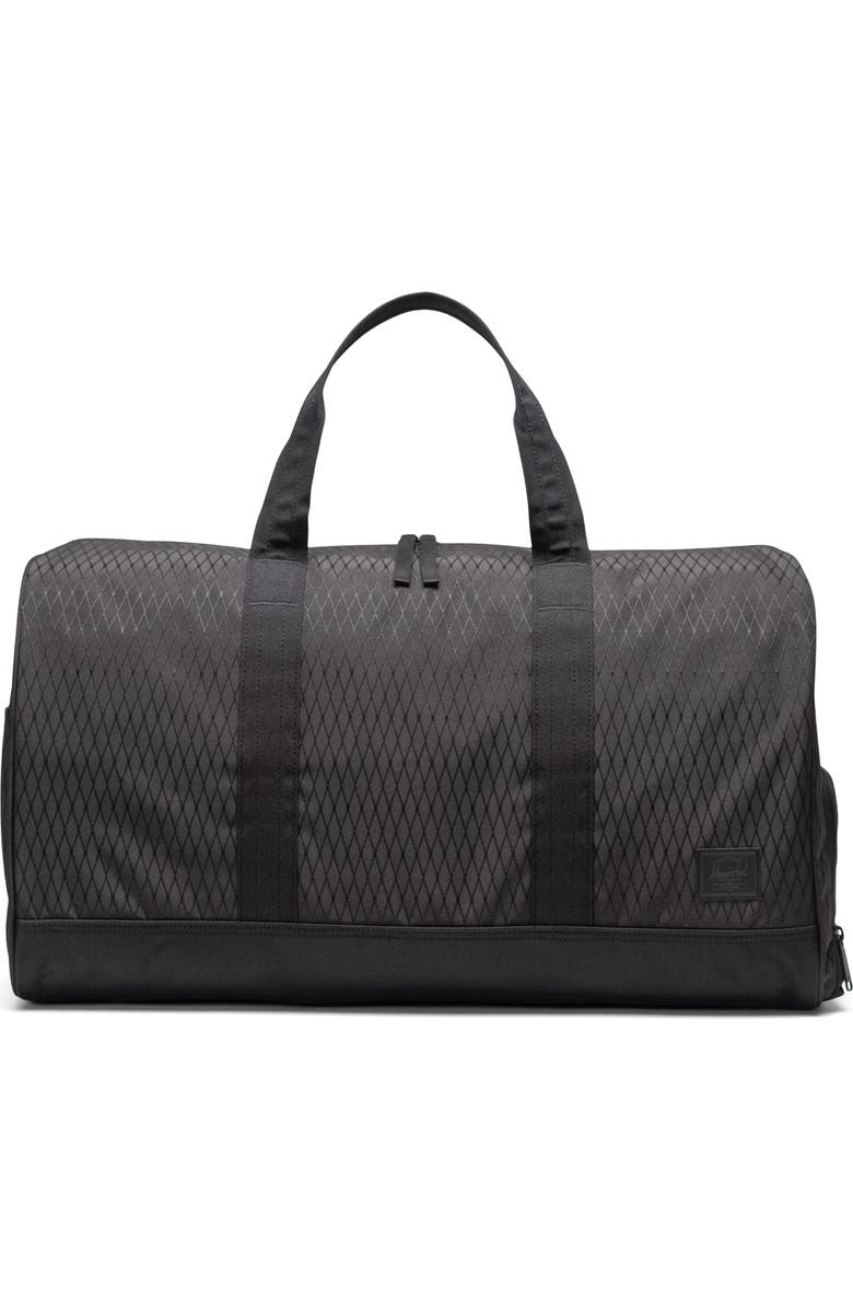 Herschel Supply Co. Novel Recycled Polyester Duffle Bag, Main, color, Black Diamond/Black