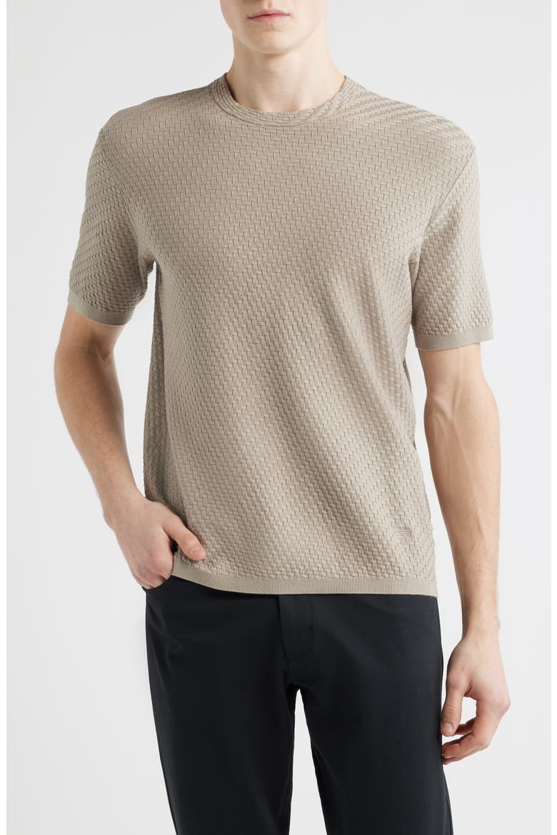 Short Sleeve Basket Stitch Sweater, Main, color, SOLID DARK BEIGE
