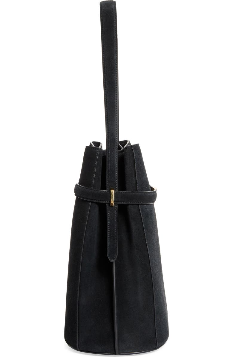 TOTEME Belted Suede Bucket Bag, Alternate, color, Black