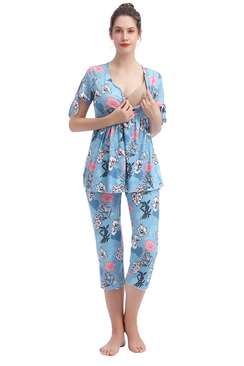 Daya Floral Maternity/Nursing Pajamas, Alternate, color, MULTICOLORED