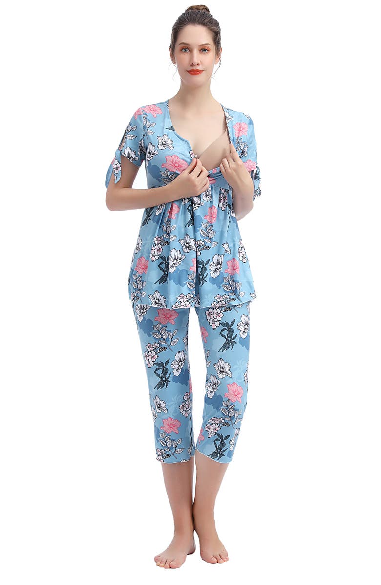 Kimi and Kai Daya Floral Maternity/Nursing Pajamas, Alternate, color, Multicolored