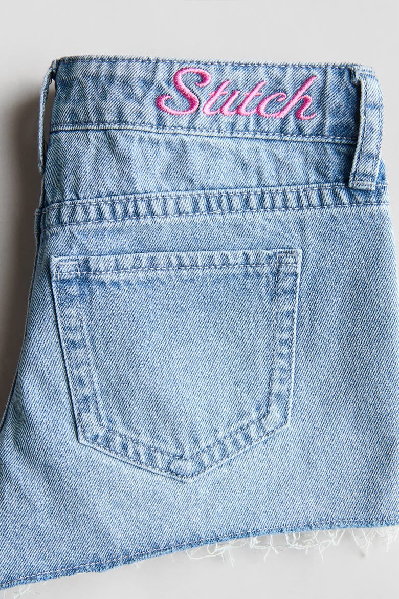 Appliquéd Denim Shorts, Alternate, color, Light denim blue/Lilo & Stitch