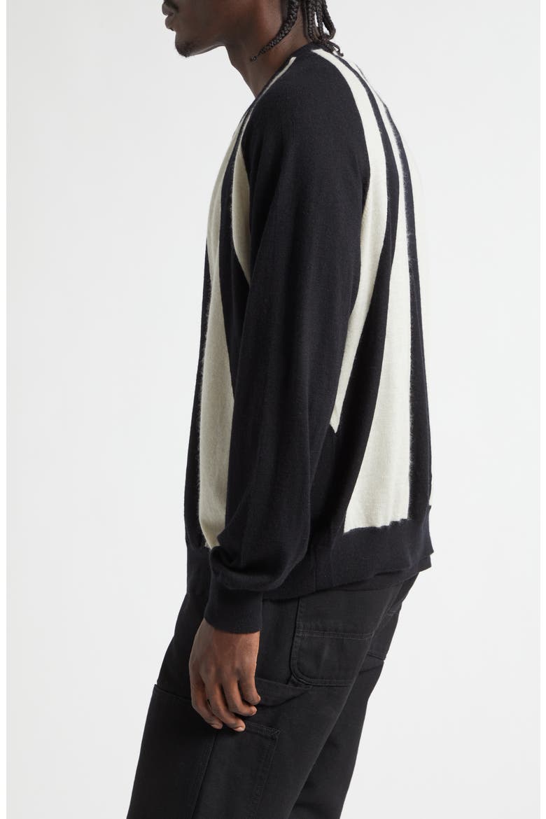Sunray Stripe Cashmere Bomber Cardigan, Alternate, color, BLACK/ CHALK