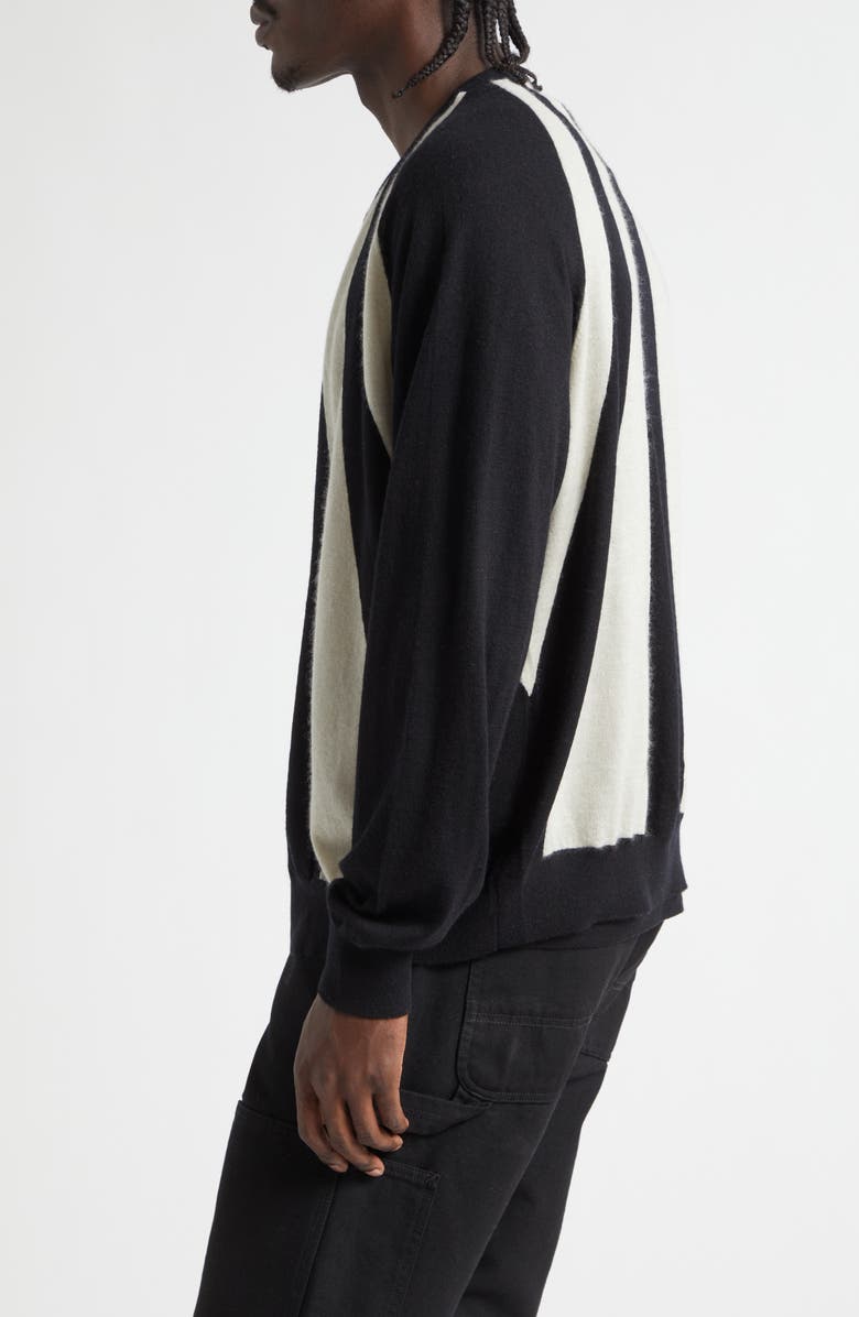 FRENCKENBERGER Sunray Stripe Cashmere Bomber Cardigan, Alternate, color, Black/ Chalk