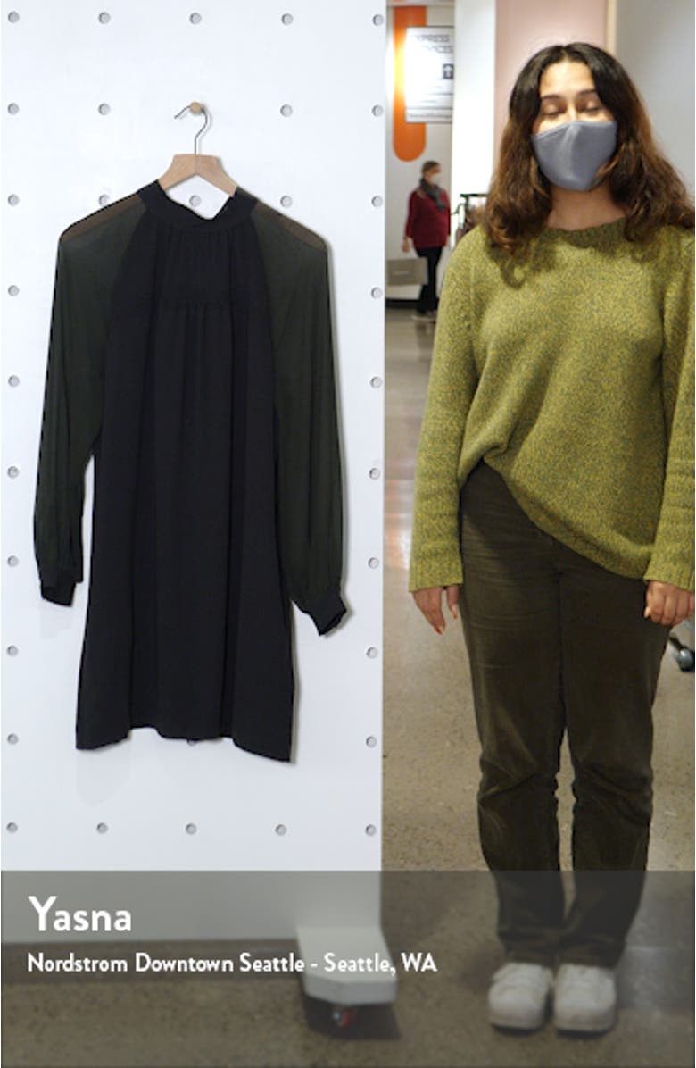 Leah High Neck Long Sleeve Shift Dress, sales video thumbnail