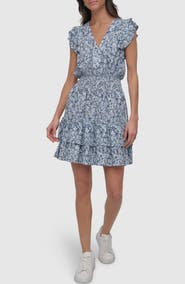 DKNY Jeans Pleated V-Neck Dress