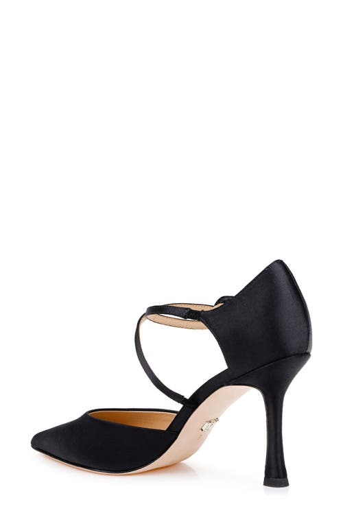 Badgley Mischka Collection Jayden Ankle Strap Pointed Toe Pump In Black Satin