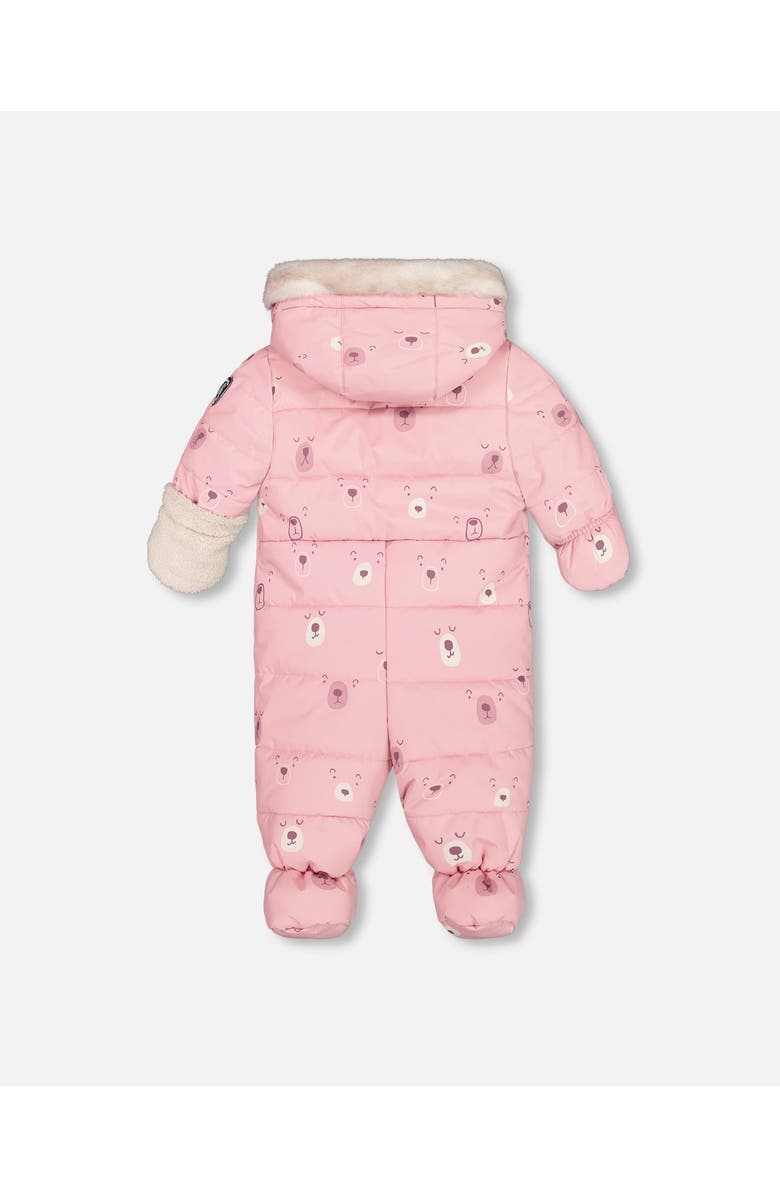 Deux par Deux Baby Girl's One Piece Baby Snowsuit Pink Bears Designed For Car Seat, Alternate, color, 