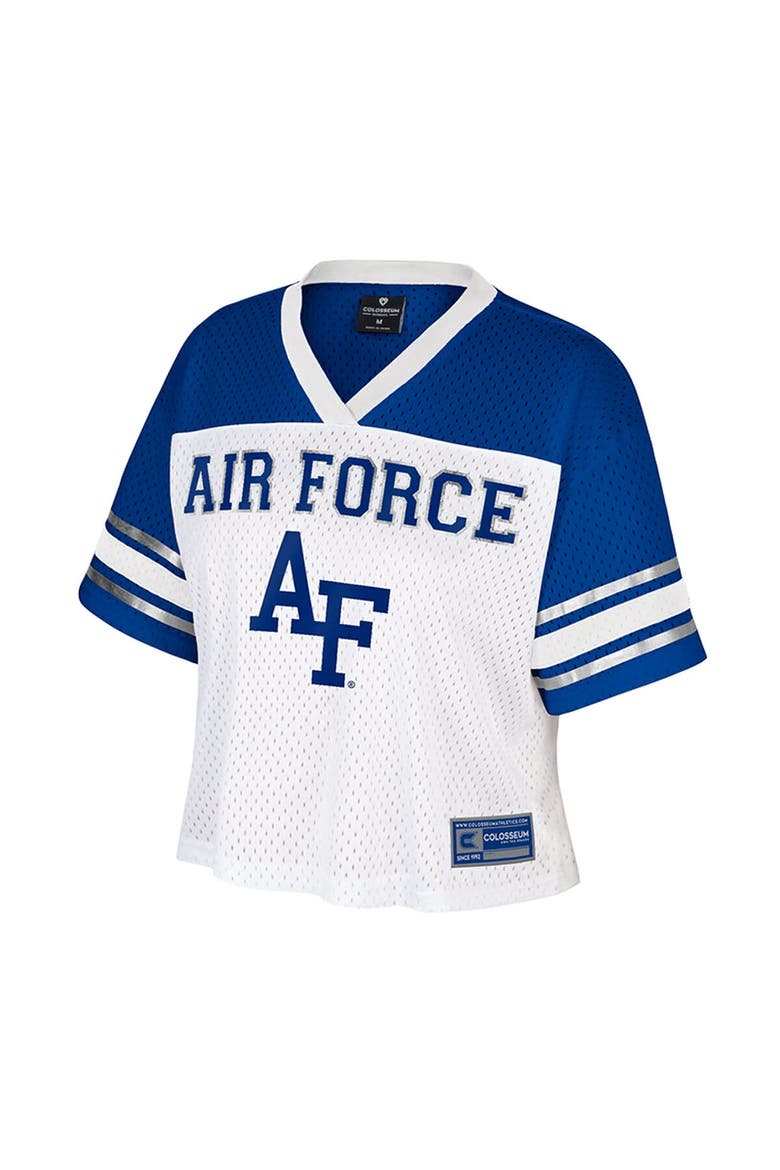 Women's Colosseum  White Air Force Falcons Treasure Cropped Football Jersey, Alternate, color, White