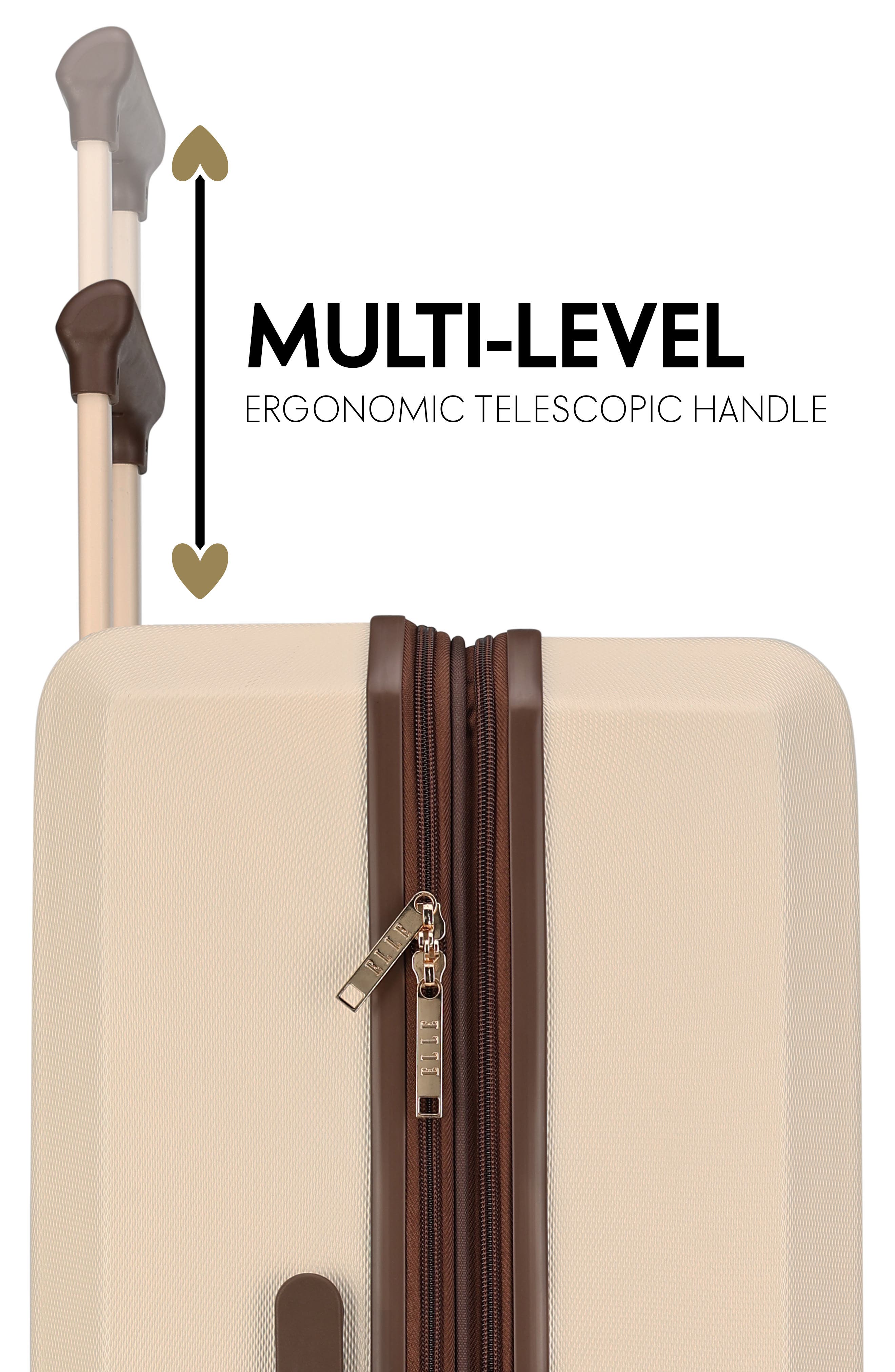ELLE Luxe Journey 3 Piece Expandable Retro Spinner Luggage Set, Alternate, color, Champagne