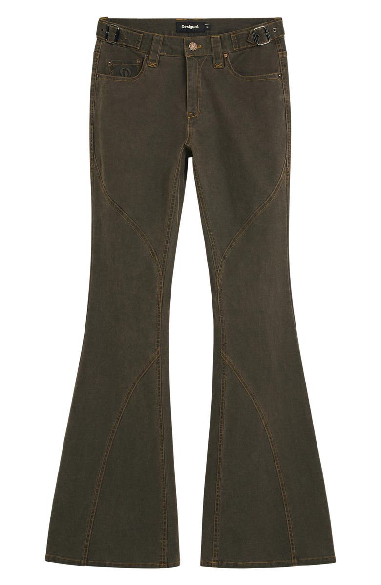 Desigual Low Rise Flare Jeans, Alternate, color, Brown