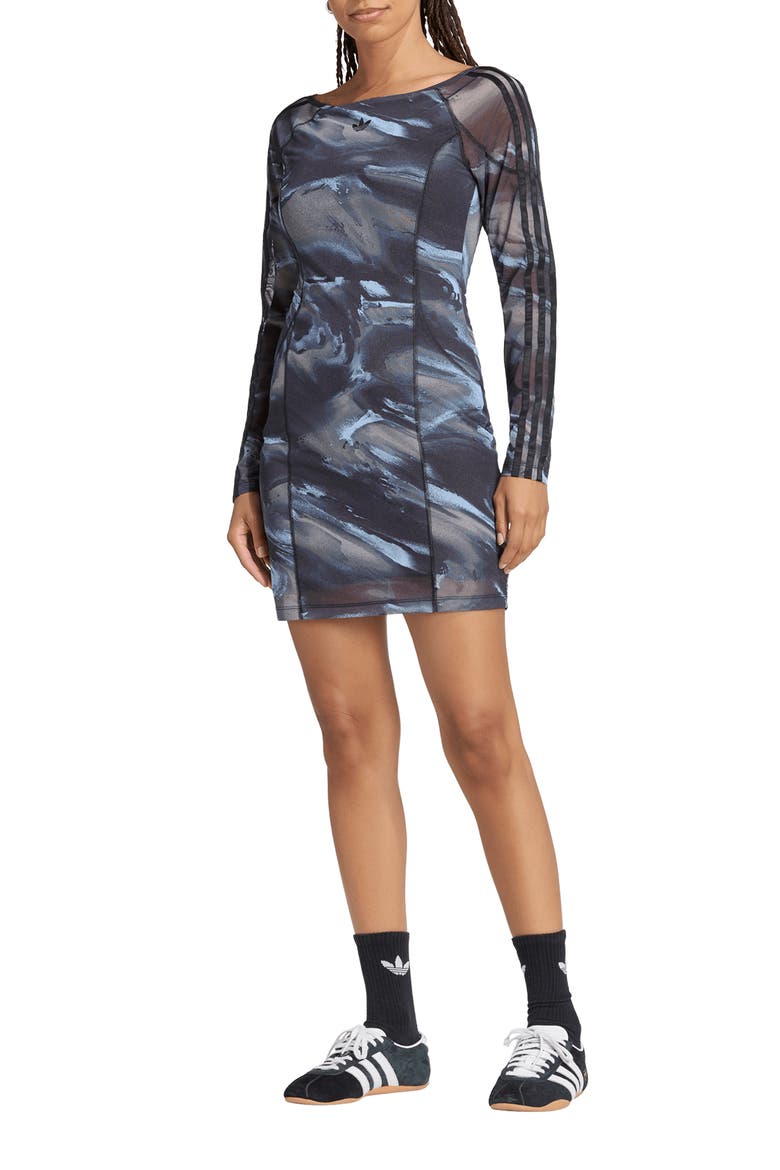 AOP Minidress, Main, color, OLIVE/ COFFEE/ SKY/ BLACK