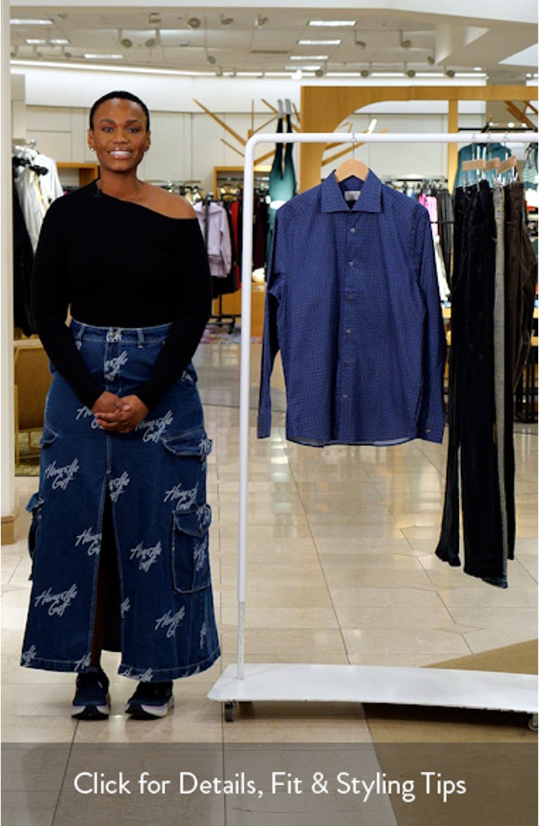 Geo Print Stretch Cotton Button-Up Shirt, sales video thumbnail