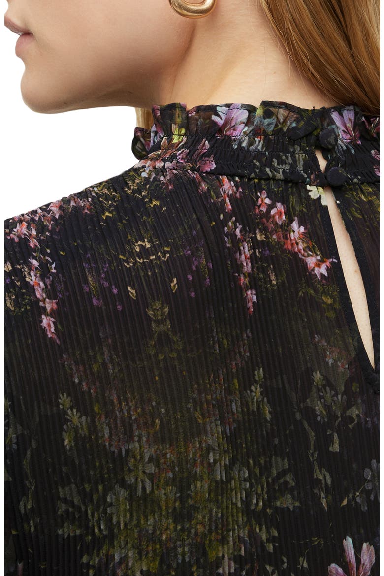 Cora Ophelia Pleated Floral Blouse, Alternate, color, BLACK MULTI