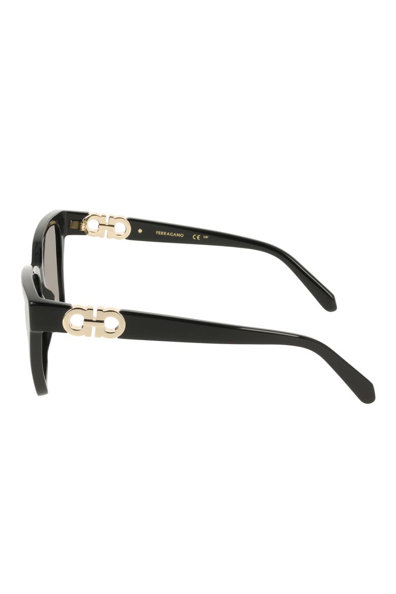 57mm Rectangle Sunglasses, Alternate, color, BLACK