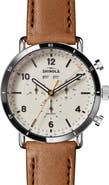Shinola Canfield Sport Leather Strap Watch, 45mm