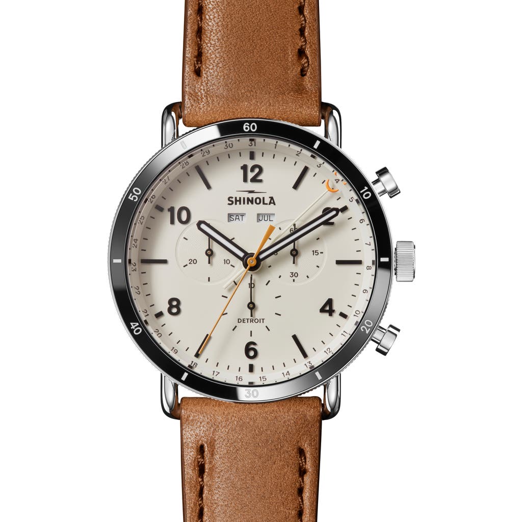 Shinola Canfield Sport Leather Strap Watch, 45mm
