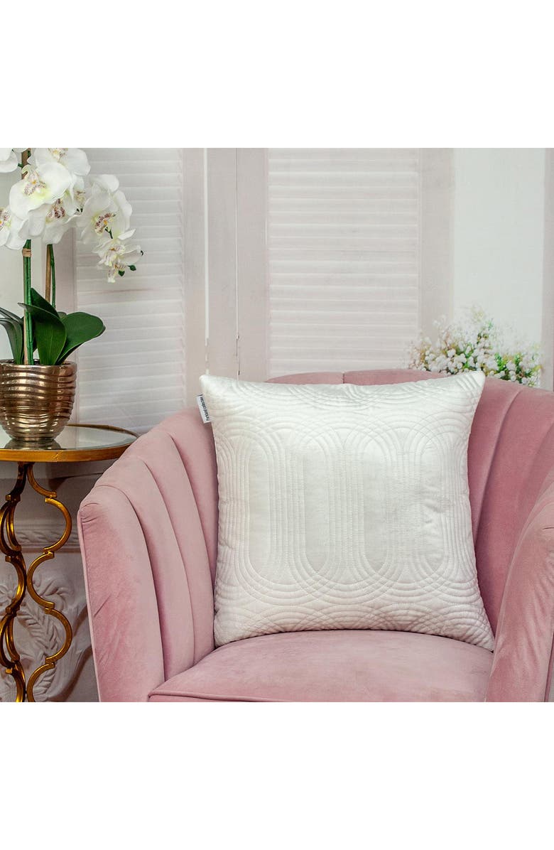 PARKLAND COLLECTION Iphis Topstitched Throw Pillow, Alternate, color, White