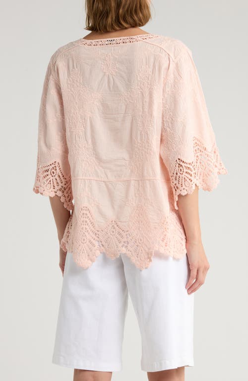 Democracy Crochet Cotton Peplum Top In Pink