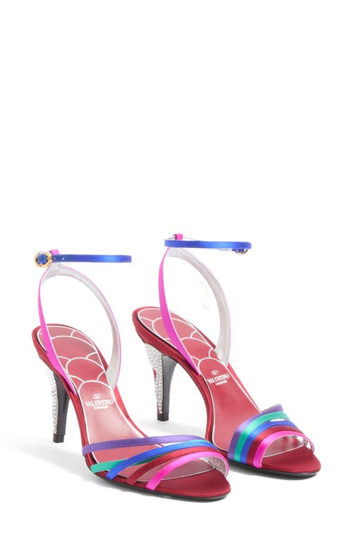 Shop Valentino Garavani Ladycrush Ankle Strap Sandal In Multicolor/silver Shade