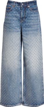 MONSE Crystal Embelished Wide Leg Jeans
