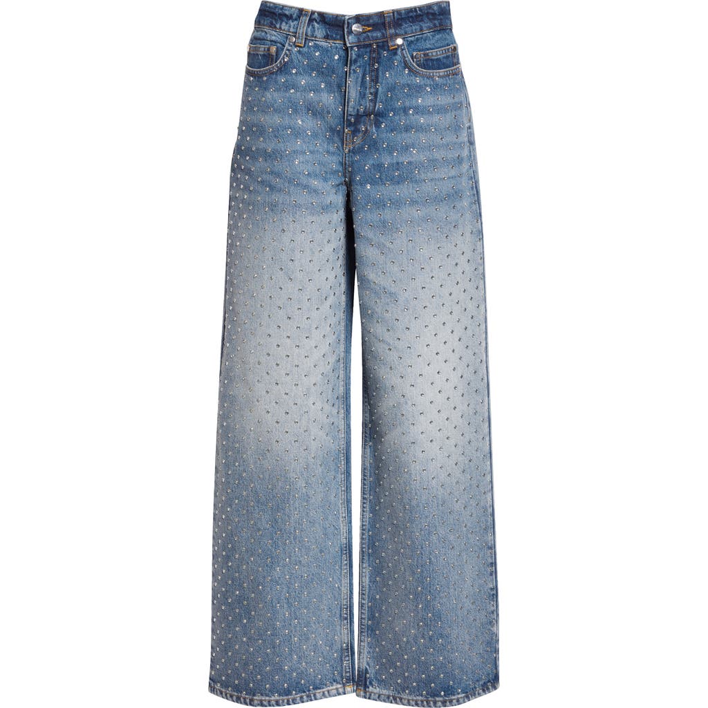 Monse Crystal Embelished Wide Leg Jeans In Blue