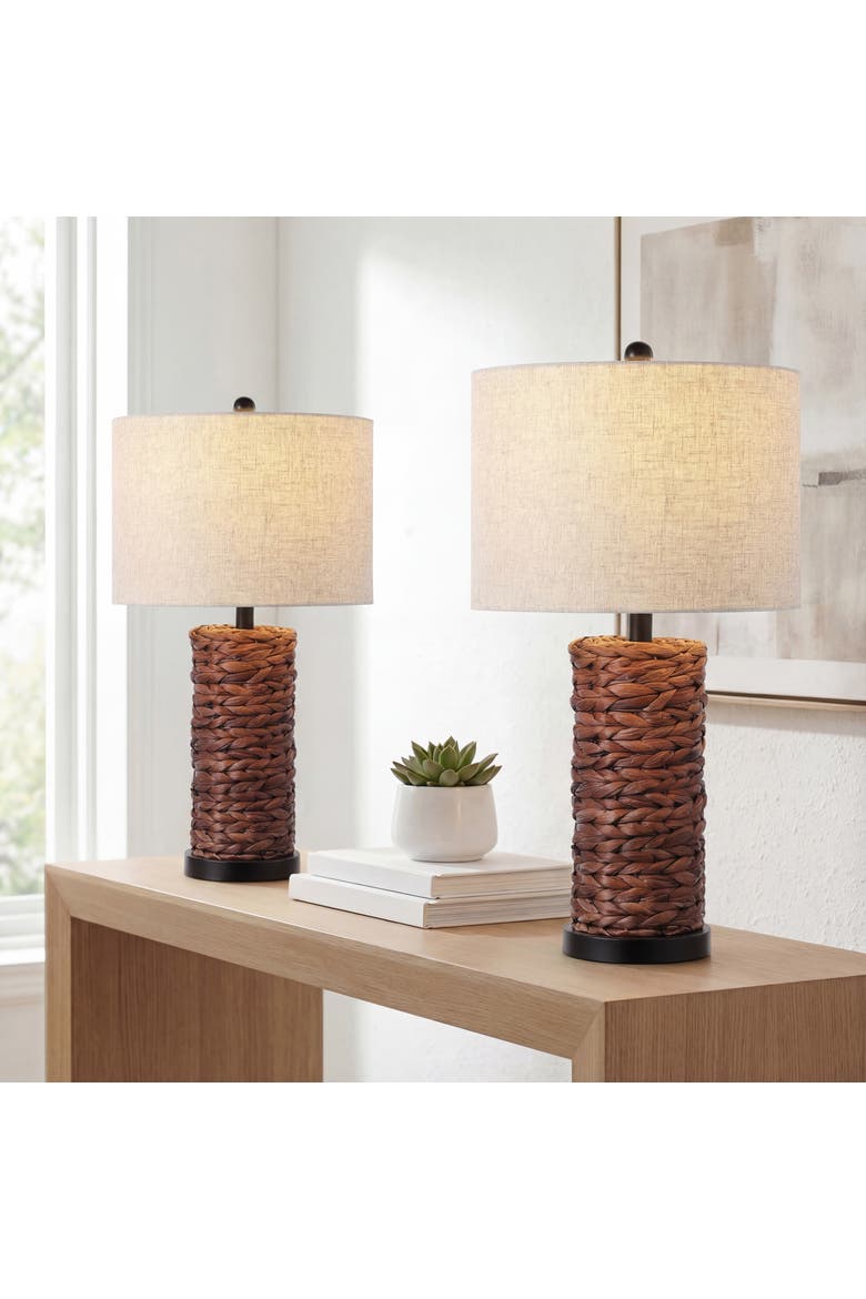 Elicia 25" Coastal Water Hyacinth LED Table Lamp, Main, color, Dark Brown