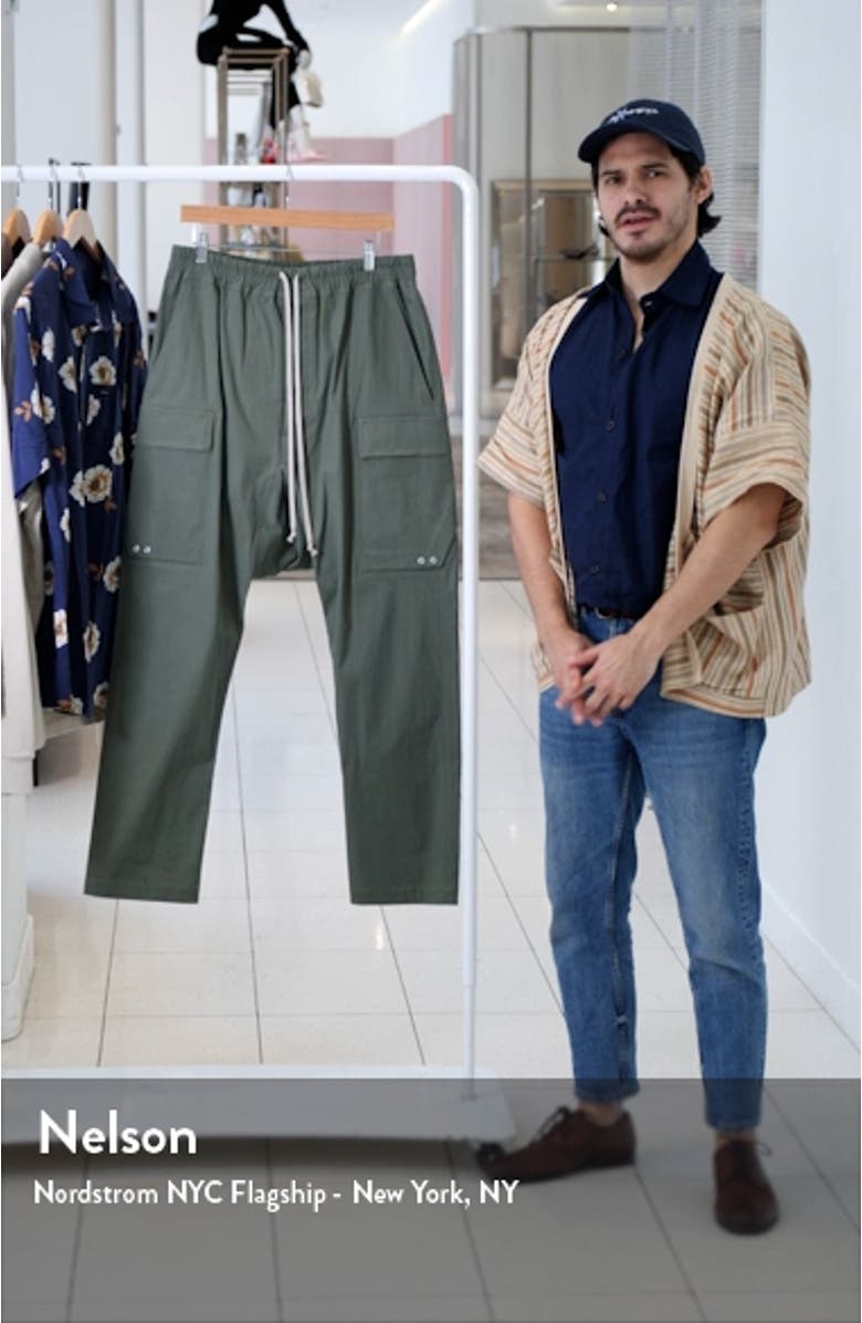 Drop Crotch Stretch Cotton Cargo Pants, sales video thumbnail