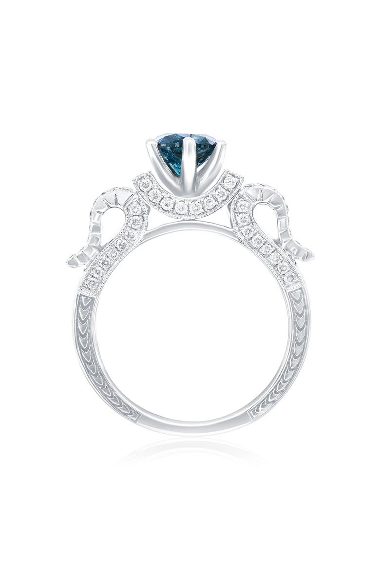 14K White Gold 1.12ct Blue Diamond & 0.53cttw Diamond Ring, Alternate, color, White Gold