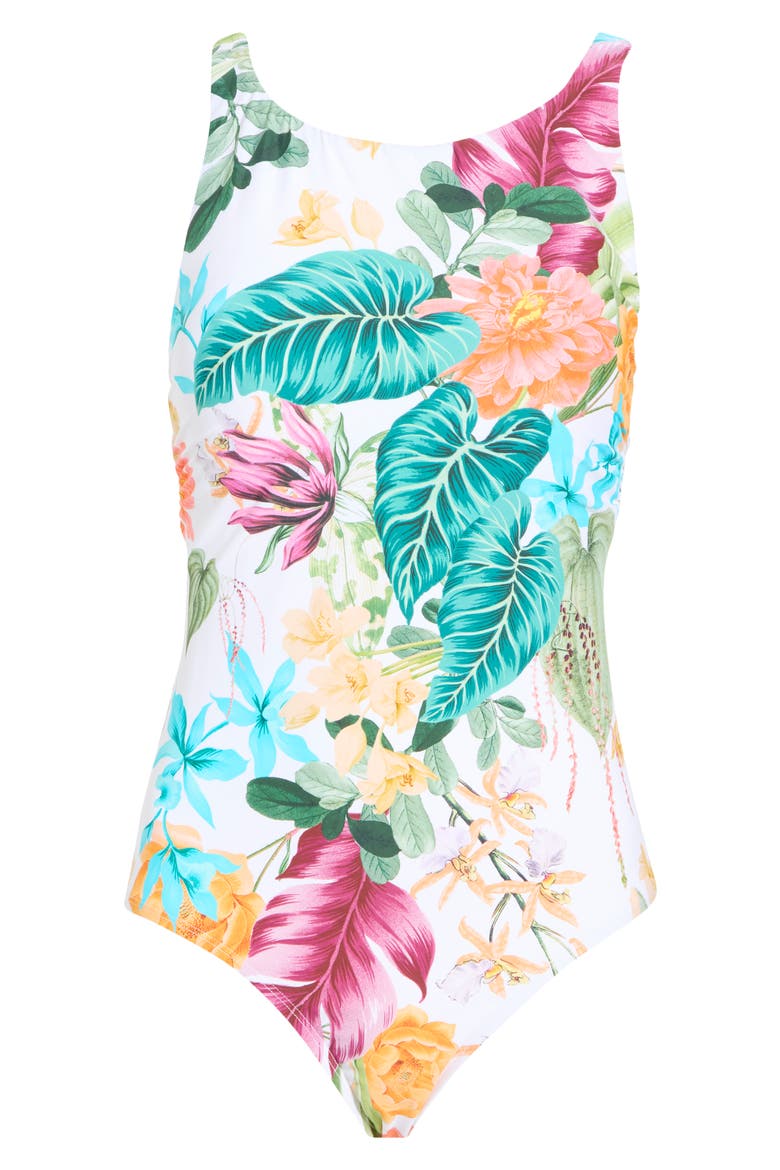 Layla High Neck Cross Back One-Piece Swimsuit, Alternate, color, MULTI