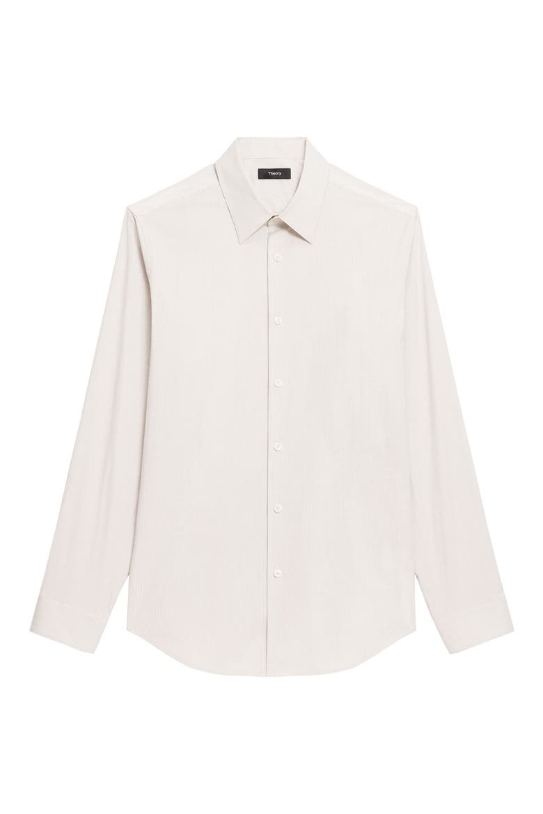 Sylvian Pinstripe Stretch Cotton & Nylon Button-Up Shirt, Alternate, color, FEATHER MULTI - 2IF